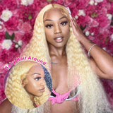 613 Blonde Jerry Curly Virgin Human Hair Wigs Pre-Plucked Hairline