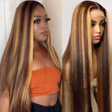 Highlight P4/27 Color Straight Hair Human Hair Wigs with Baby Hair