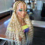 613 Blonde Jerry Curly Virgin Human Hair Wigs Pre-Plucked Hairline