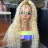 613 Blonde Jerry Curly Virgin Human Hair Wigs Pre-Plucked Hairline