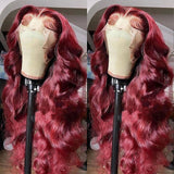 Burgundy 99J Colored Human Hair Wig Body Wave Wine Red Color Wigs