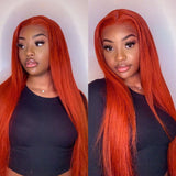 Ginger Orange #350 Sliky Straight Human Hair Wig Pre Plucked For Women