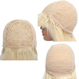 613 Blonde Straight Top Lace Wig With Bangs 100% Human Hair