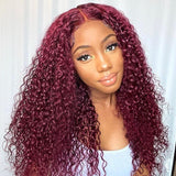 Deep Curly 99j Color Wig Dark Red 100% Human Hair Wig