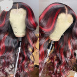 Red Black Mix Color Human Hair Wigs For Women