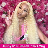 613 Blonde Jerry Curly Virgin Human Hair Wigs Pre-Plucked Hairline