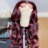 Burgundy Colored Wavy Human Hair Wigs