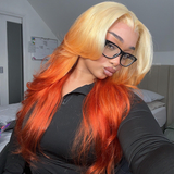 Blonde to Ginger Orange Ombre Wig Human Hair Wigs