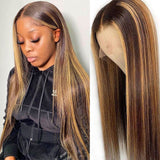 Highlight P4/27 Color Straight Hair Human Hair Wigs with Baby Hair