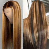 Highlight P4/27 Color Straight Hair Human Hair Wigs with Baby Hair