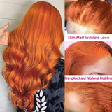 Ginger Orange Colored Body Wave Wig HD Lace Front Human Hair Wigs