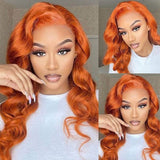 Ginger Orange Colored Body Wave Wig HD Lace Front Human Hair Wigs