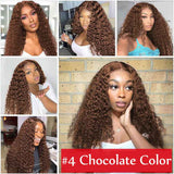 #4 Chocolate Brown Wig Deep Curly Lace Front Human Hair Wigs