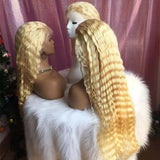 613 Light Blonde Wig Loose Deep Wave Crimped Lace Human Hair Wigs