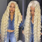 613 Light Blonde Wig Loose Deep Wave Crimped Lace Human Hair Wigs