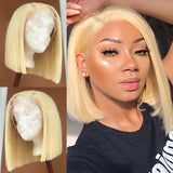 613 Light Blonde Bob Wig HD Transparent Lace Front Human Hair Wigs
