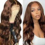 Chocolate Brown Body Wave Lace Wigs 100% Human Hair