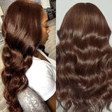 Chocolate Brown Body Wave Lace Wigs 100% Human Hair