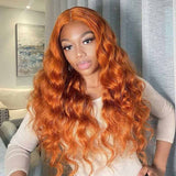 #350 Ginger Orange Colored Wig Body Wave Lace Front Human Hair Wigs