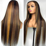 1B/30 Brown Highlight Wig Brazilian Straight Human Hair Wigs