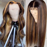 1B/30 Brown Highlight Wig Brazilian Straight Human Hair Wigs