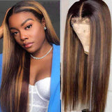 1B/30 Brown Highlight Wig Brazilian Straight Human Hair Wigs