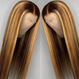 P4/27 Honey Blonde Highlight Wig Brazilian Straight Human Hair Wigs
