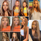 P4/27 Honey Blonde Highlight Wig Brazilian Straight Human Hair Wigs