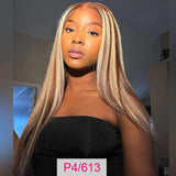 Brown Wigs With Blonde Highlights 13x4 Lace Wigs Body Wave Human Hair