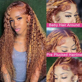 Brown Highlight Wig Deep Curly 13x4 HD Lace Frontal Virgin Human Hair Wigs