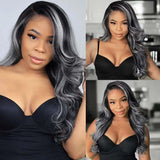 Platinum Highlights Mixed Color Transparent Lace Front Human Hair Wigs Body Wave