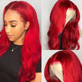 Red Colored Human Hair Wigs HD Lace Front Wig