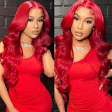 Red Colored Human Hair Wigs HD Lace Front Wig