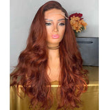#35 Dark Chocolate Auburn Wig Body Wave Transparent Lace Human Hair Wigs