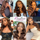 #4 Chocolate Brown Wig Body Wave Transparent Lace Human Hair Wigs