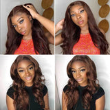 Chocolate Brown Wig Body Wave 360 Transparent Lace Frontal Human Hair Wigs