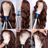 Chocolate Brown Wig Body Wave 360 Transparent Lace Frontal Human Hair Wigs