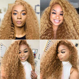 Honey Honey Deep Curly Wig HD Lace Frontal Human Hair Wigs