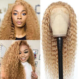 Honey Honey Deep Curly Wig HD Lace Frontal Human Hair Wigs