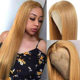 #27 Honey Blonde Lace Front Wigs Brazilian Straight Human Hair Wigs