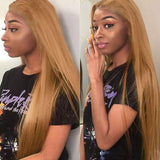 #30 Medium Auburn Brown Lace Front Wigs Brazilian Straight Virgin Human Hair Wig