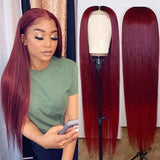 Burgundy 360 Lace Frontal Wig Silky Straight Human Hair Wigs