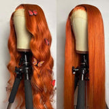 #350 Ginger Orange Colored Wig Body Wave Lace Front Human Hair Wigs