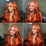 #350 Ginger Orange Colored Wig Body Wave Lace Front Human Hair Wigs