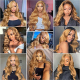 Honey Brown Wig Wavy Human Hair Wigs