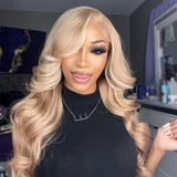 Warm Brown Wigs With Blonde Highlights 13x4 HD Transparent Lace Human Hair Wigs