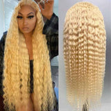 613 Light Blonde Deep Curly Wave Wig Brazilian Human Hair Lace Wigs