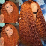 Ginger Orange Deep Curly Wigs Colored Lace Front Human Hair Wigs