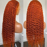 Ginger Orange Deep Curly Wigs Colored Lace Front Human Hair Wigs