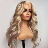 Brown Blonde Balayage Body Wave Wigs HD Transparent Lace Human Hair Wig